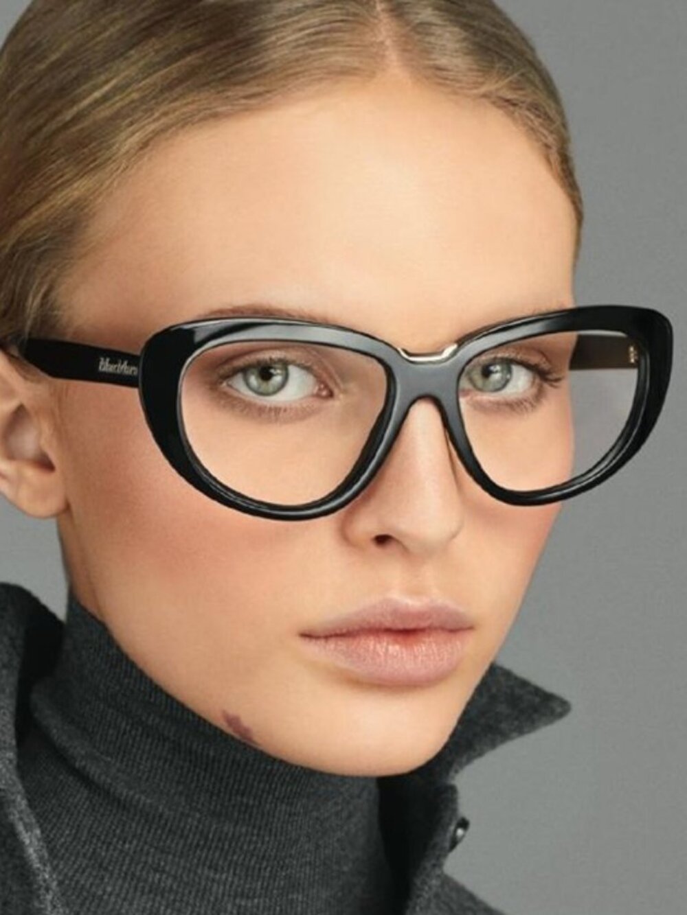 Max Mara MM5109-B 001 Eyeglasses Black 56mm Cat Eye Frame, Blue Light Block